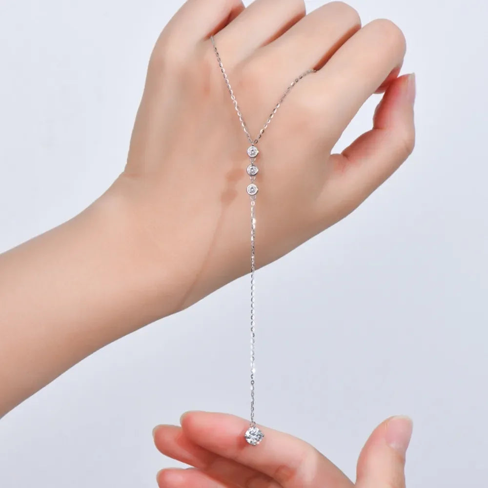 1.3 Carat Moissanite 925 Sterling Silver Drop Necklace - VAleG