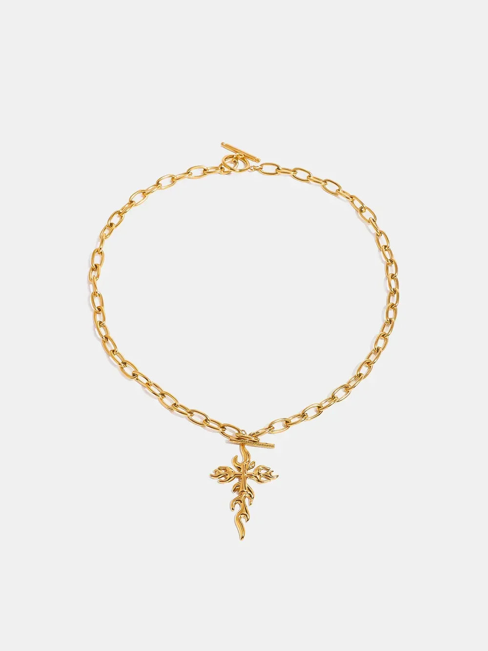 18K Gold-Plated Stainless Steel Cross Necklace - VAleG