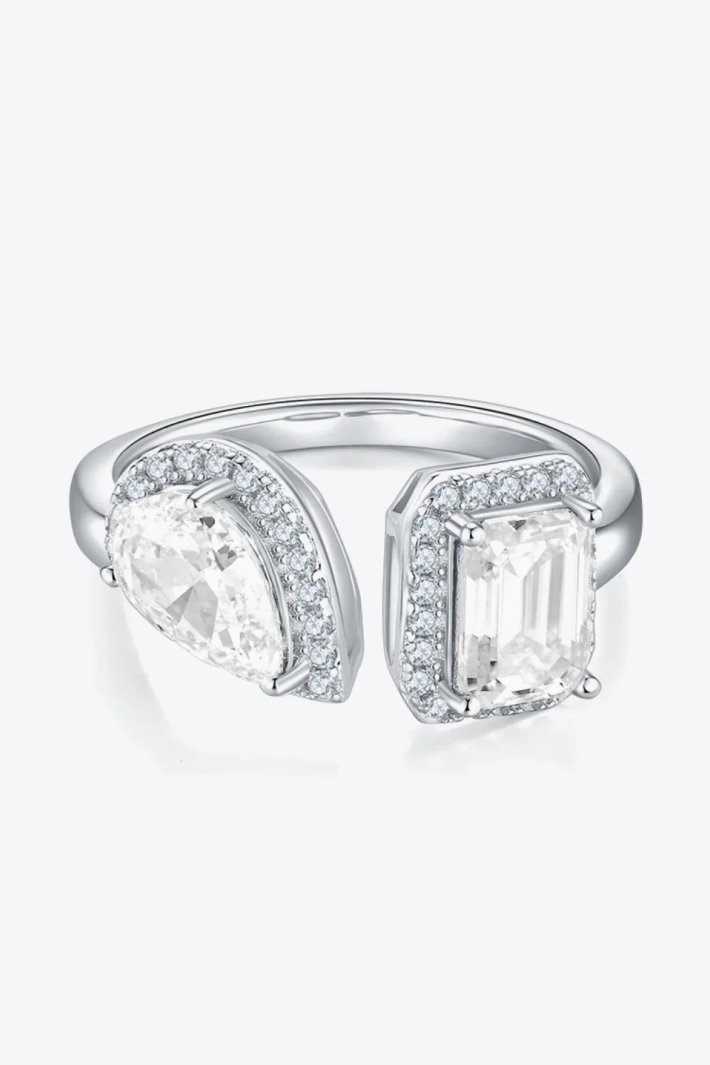 1 Carat Moissanite 925 Sterling Silver Open Ring - VAleG