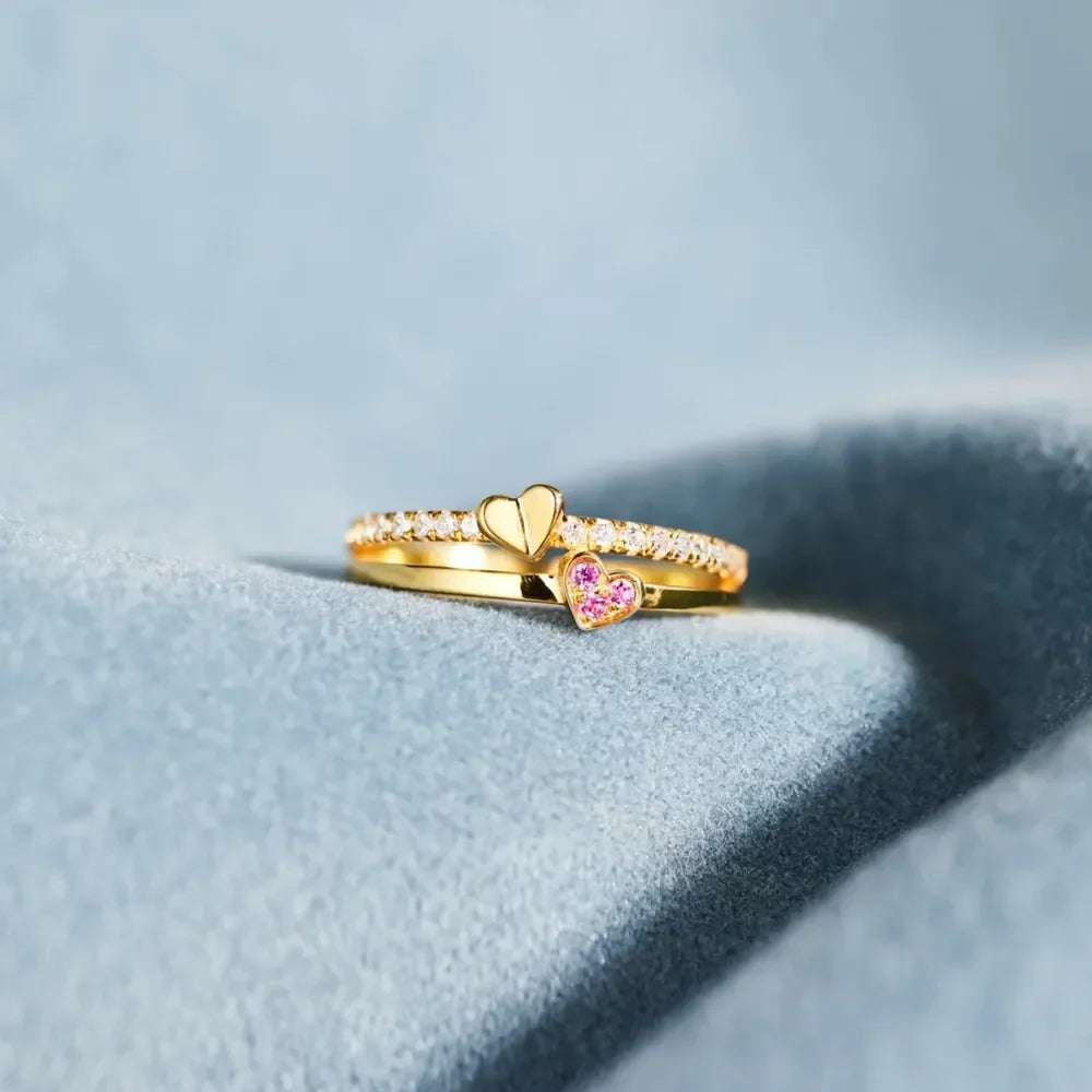 18K Gold-Plated 925 Sterling Silver Double-Layered Ring - VAleG