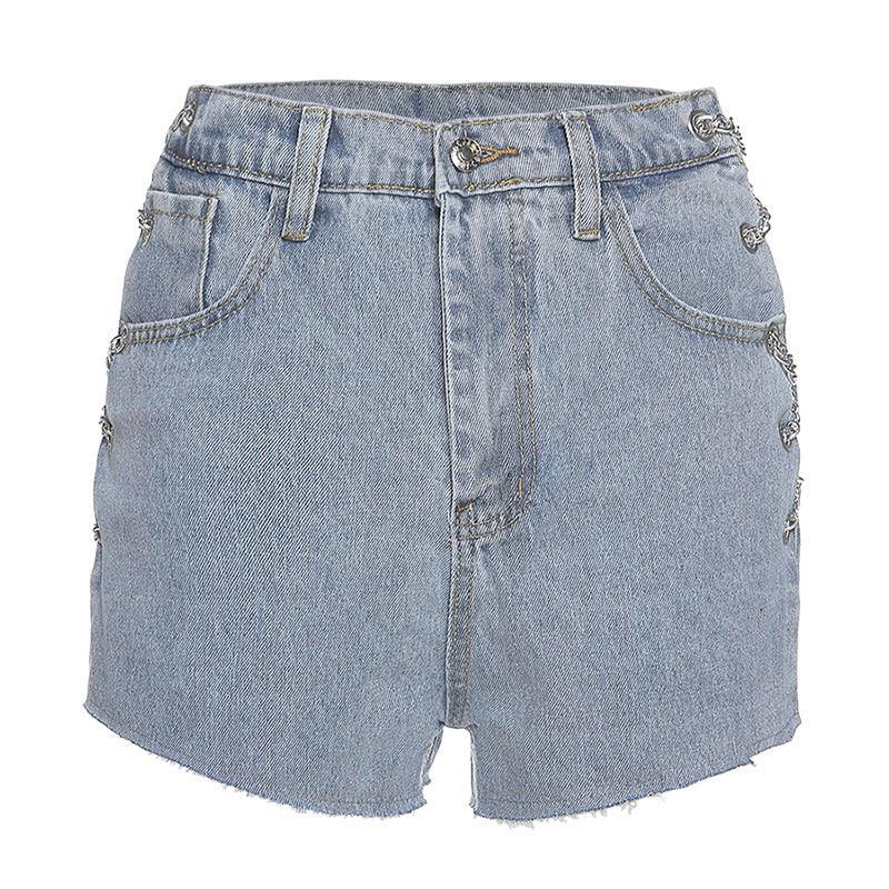 High-waist cut-out strap slim fit casual jeans - VAleG