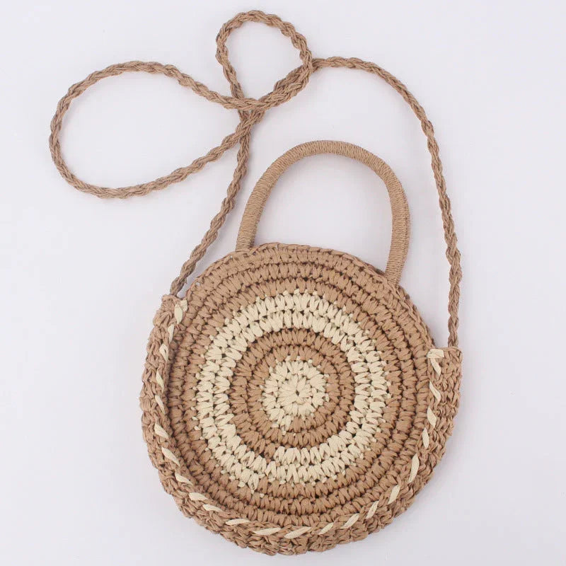 Beach Braided Bag Round Tote Shoulder - VAleG