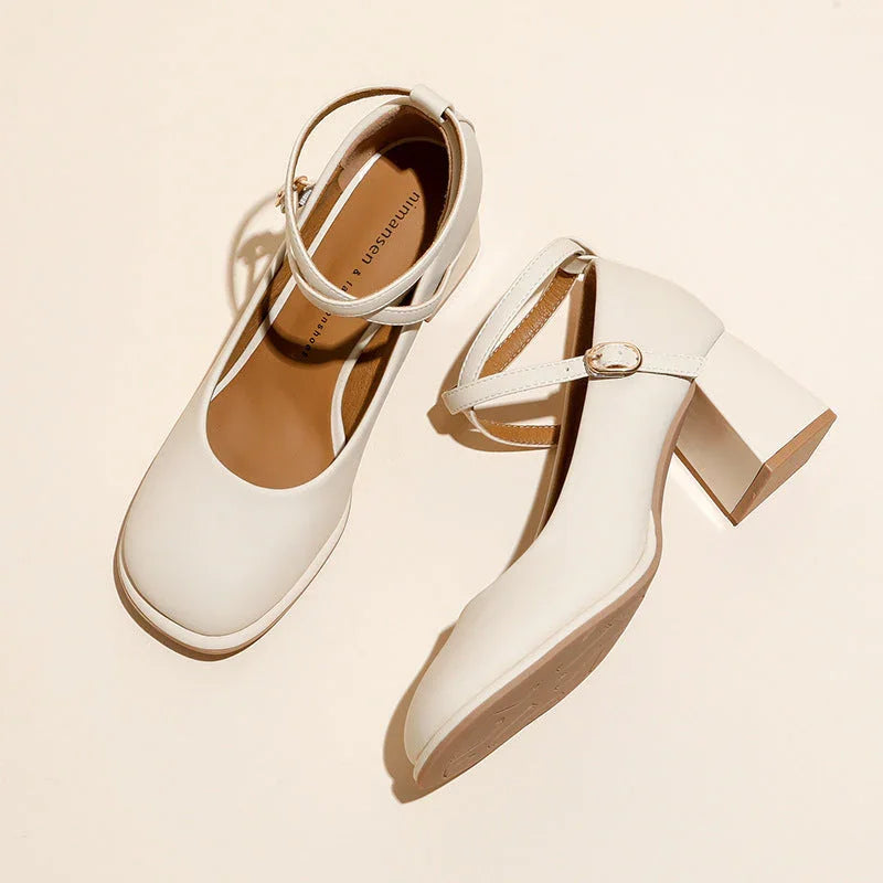 Women's Chunky Heel High Heel Shoes Strap - VAleG