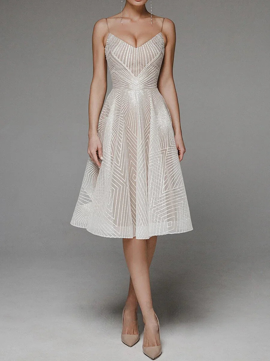 Women's Summer Sling Embroidered Sleeveless Dress - VAleG