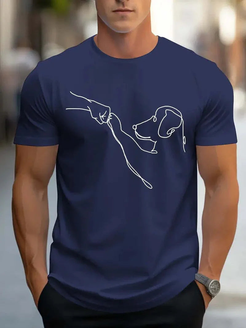 Printed T-shirt Men's Short-sleeved Pattern Top - VAleG