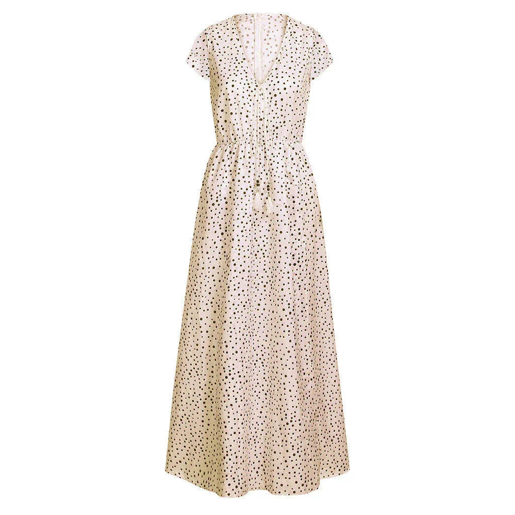 Holiday beach polka dot bohemian dress - VAleG