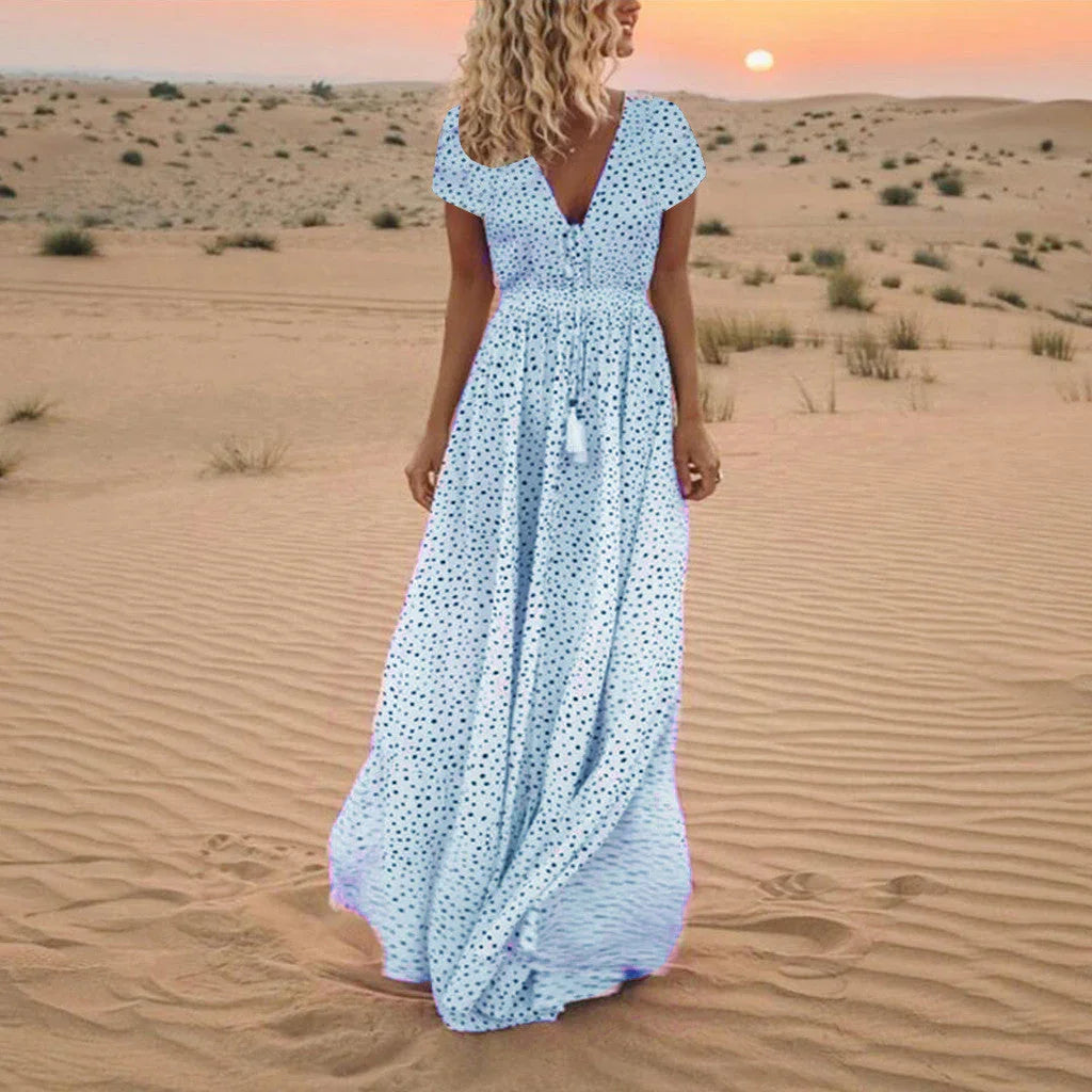 Holiday beach polka dot bohemian dress - VAleG