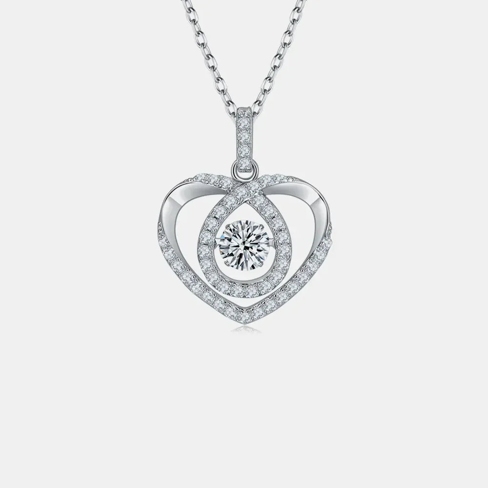 Moissanite 925 Sterling Silver Heart Shape Necklace - VAleG