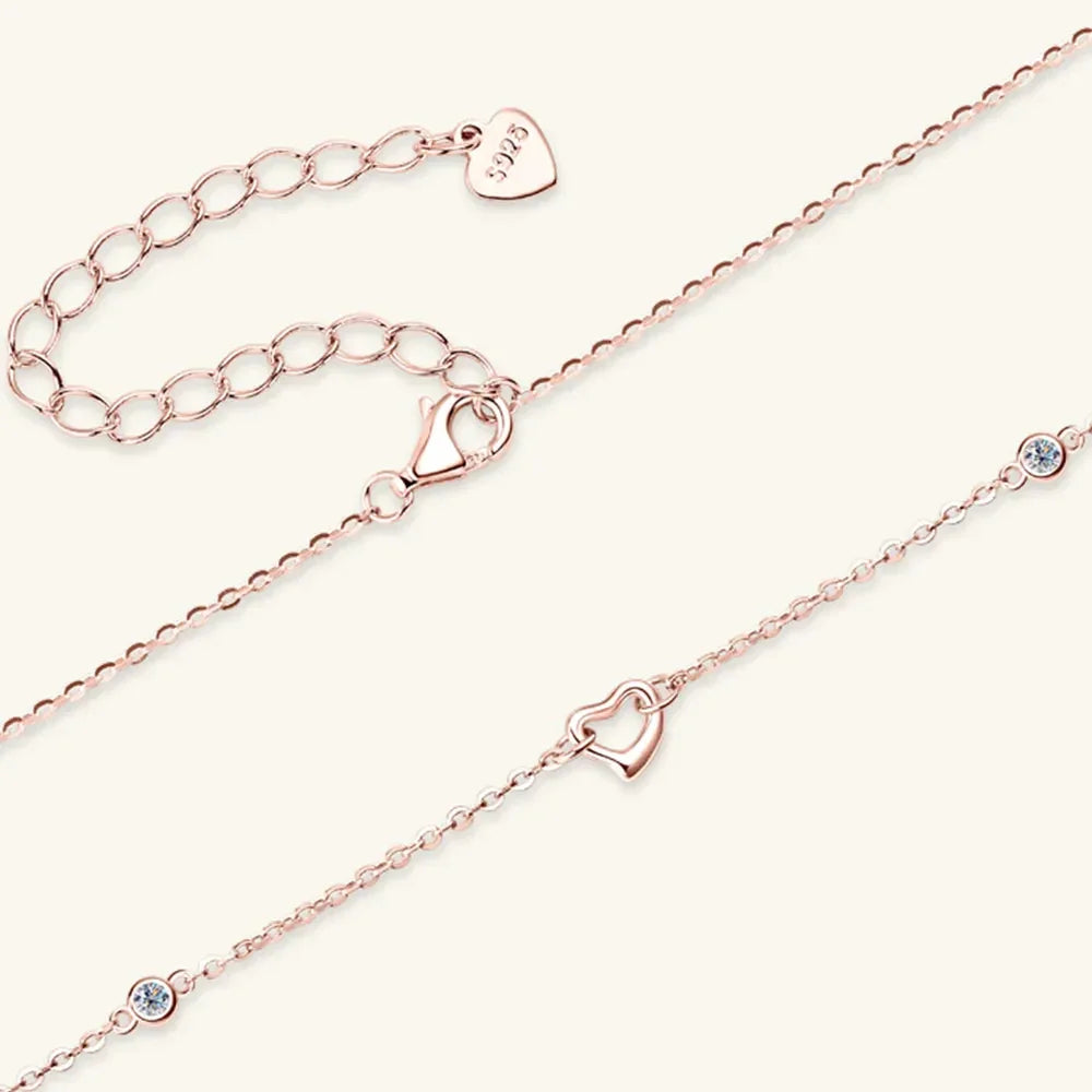 Moissanite 925 Sterling Silver Heart Necklace - VAleG