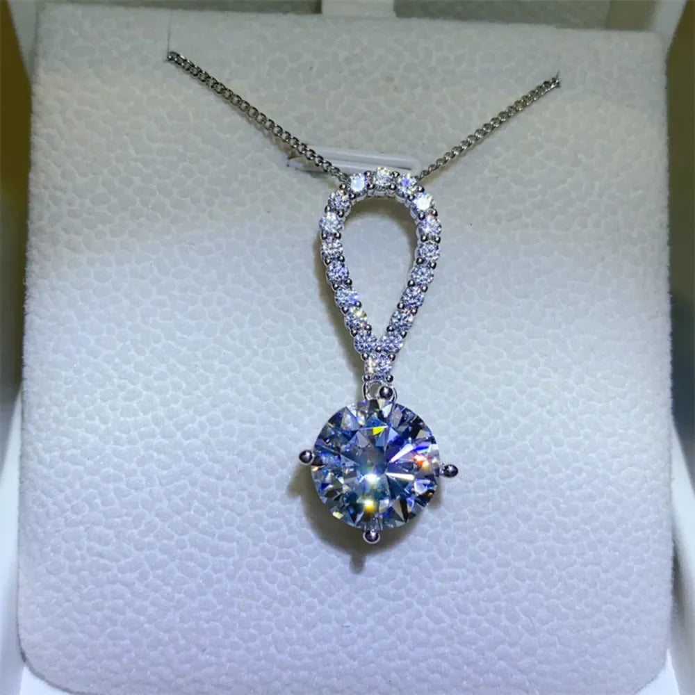 5 Carat Moissanite 925 Sterling Silver Teardrop Necklace - VAleG