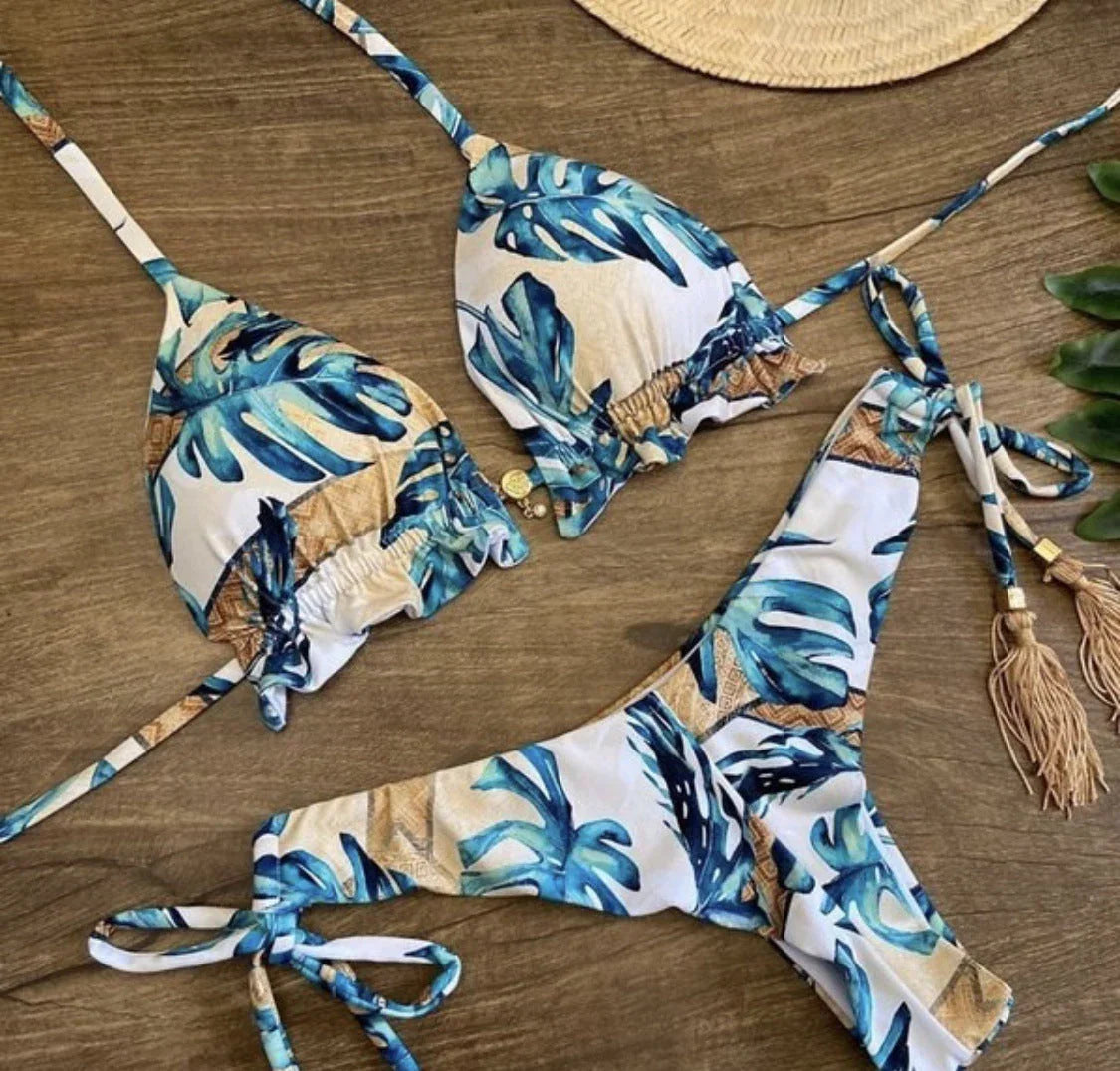 Women's Beach Split Printed Swimsuit - VAleG