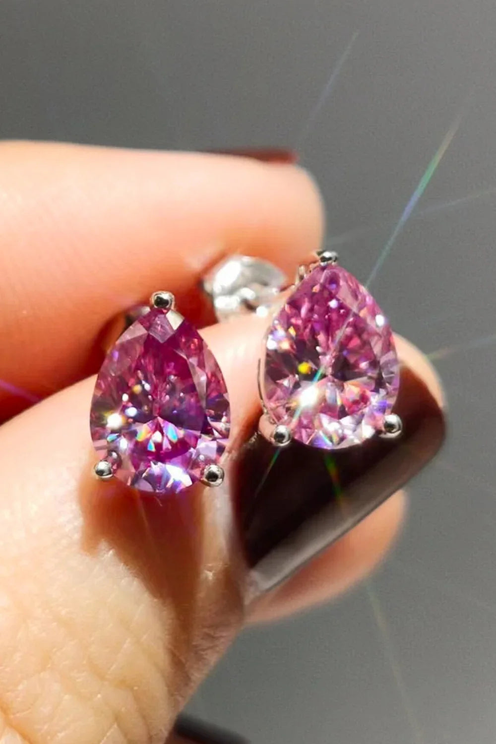 2 Carat Teardrop Moissanite Platinum-Plated Stud Earrings - VAleG