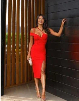 Red Bandage Tight Elastic Dress - VAleG