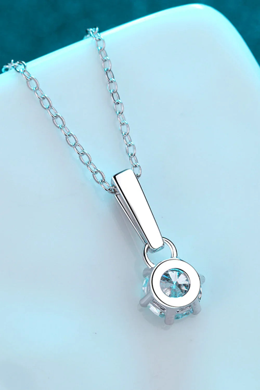 1 Carat Moissanite 925 Sterling Silver Chain-Link Necklace - VAleG