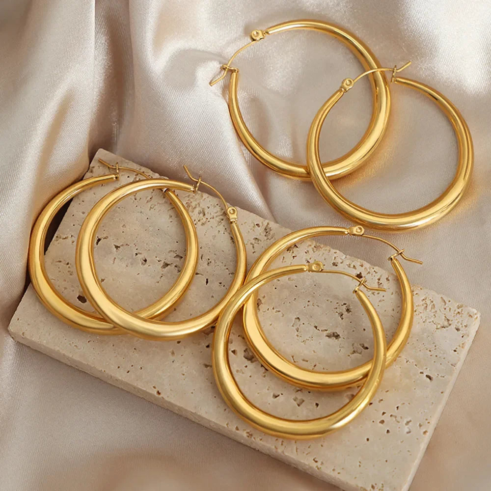 18K Gold-Plated Hoop Earrings - VAleG