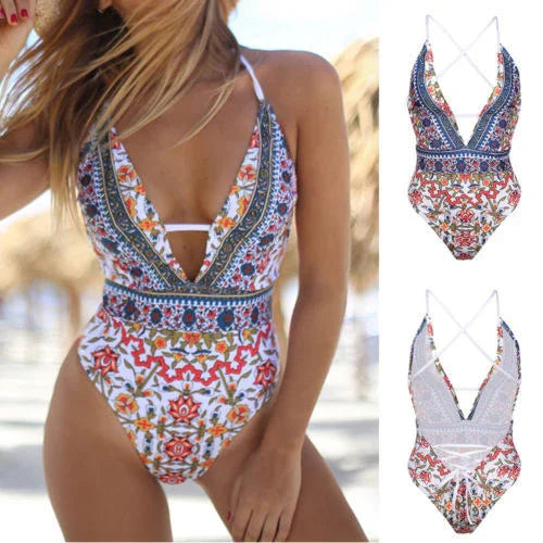 Printed lace-up swimsuit - VAleG
