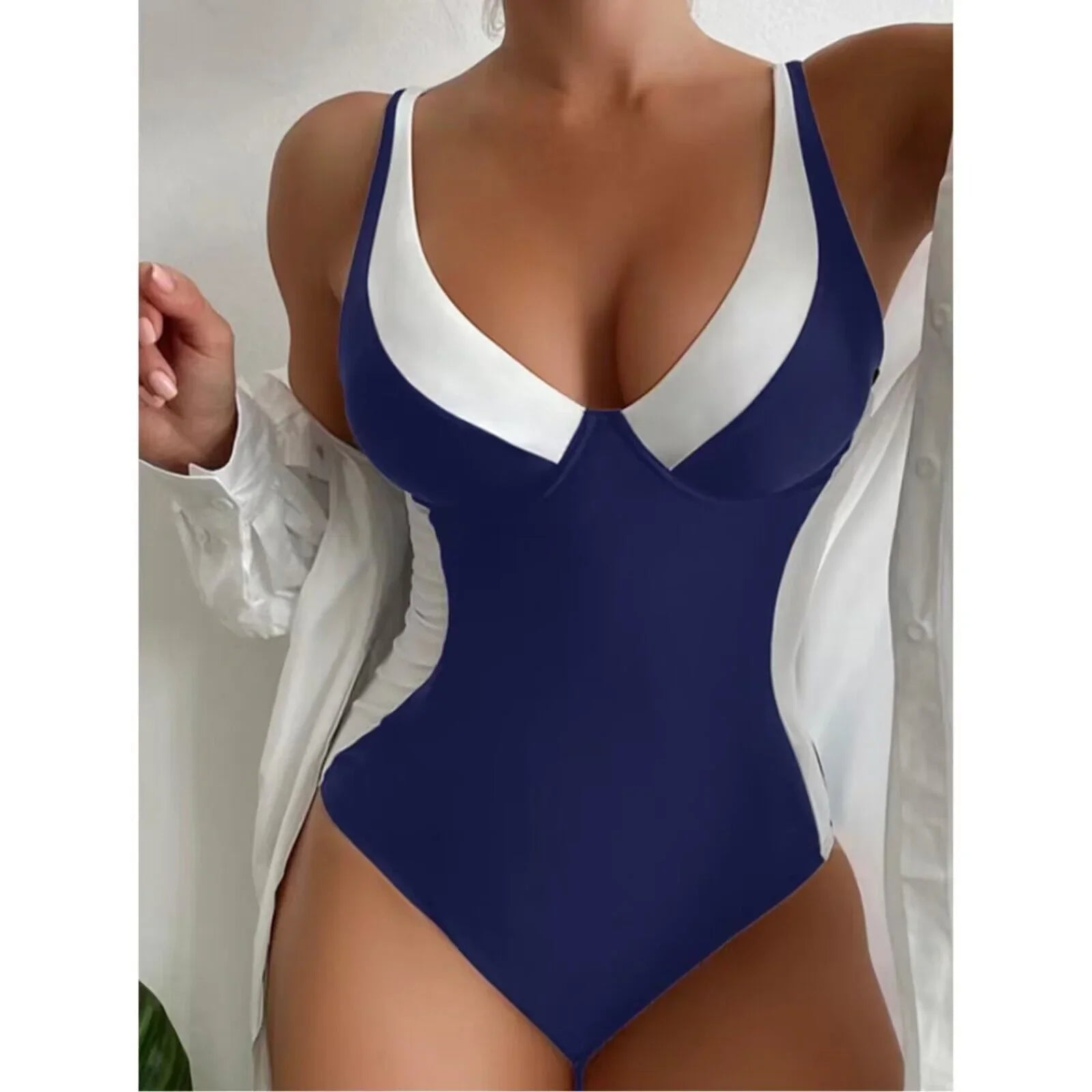 One Piece Swimsuit Sexy Belly Contracting V-neck Swimsuit Sports - VAleG