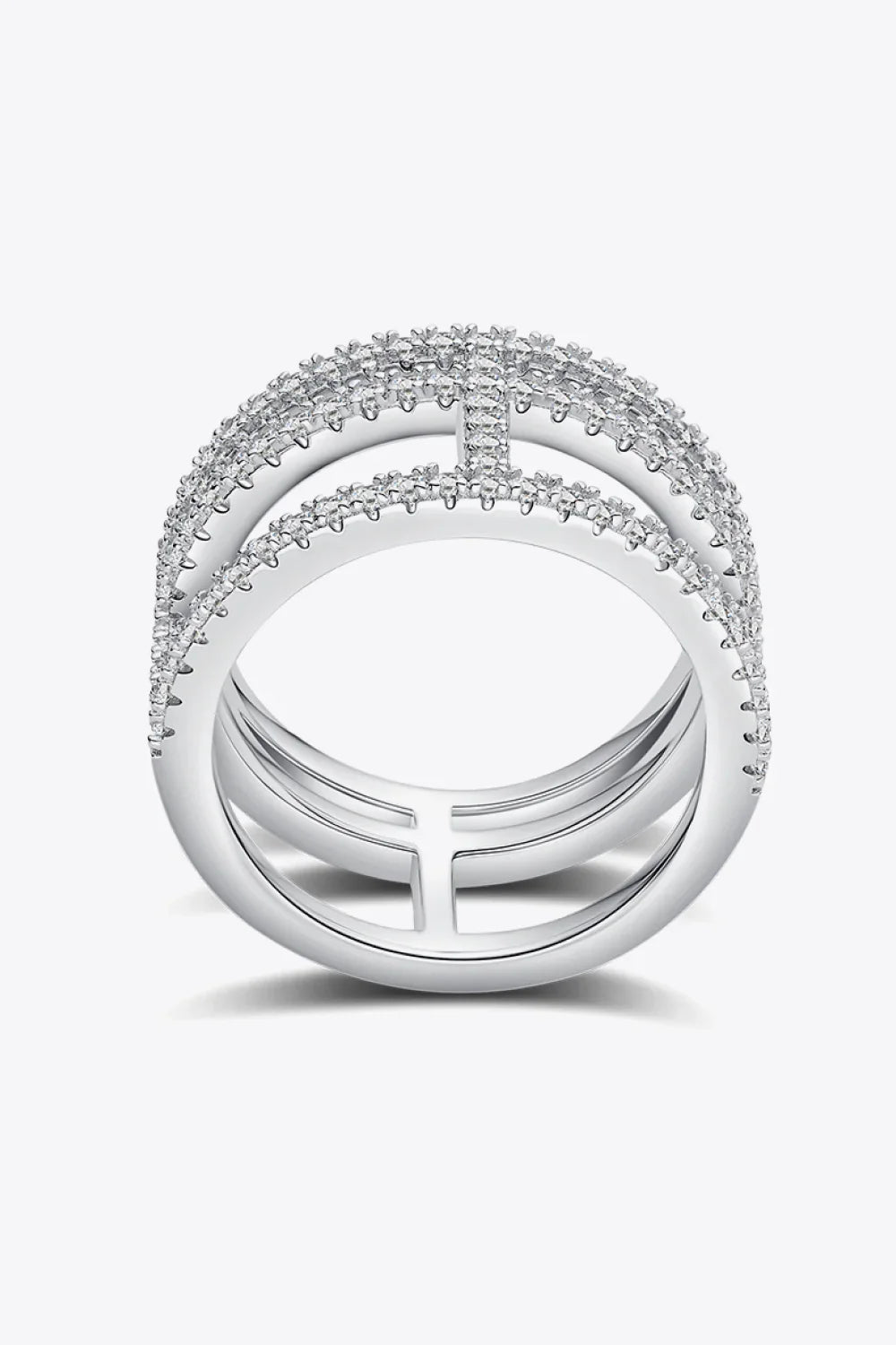 Adored Moissanite Cutout Wide Ring - VAleG
