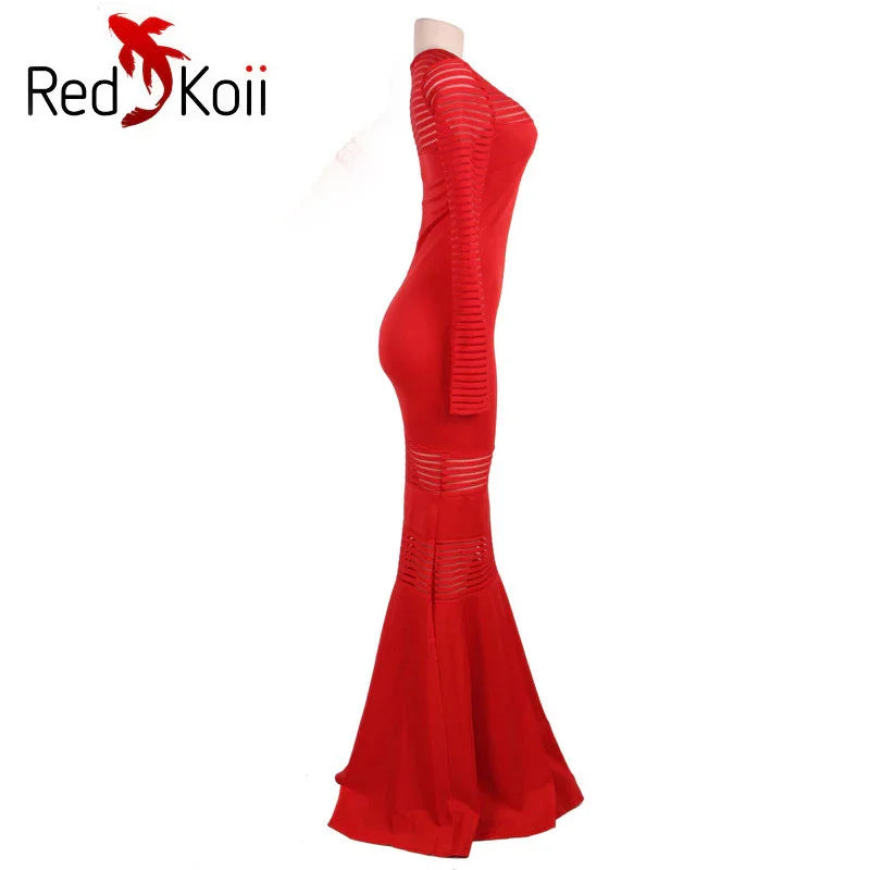 Long Slim Stripe Perspective Mermaid Dress - VAleG