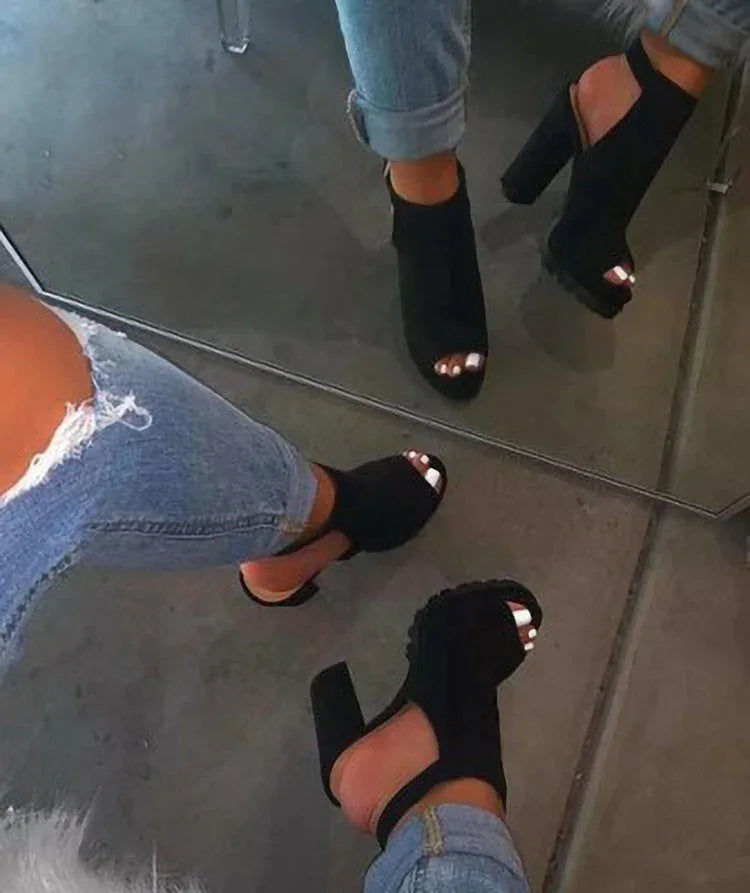 Fashion Leopard Fish Mouth Super High Heel Sandals - VAleG