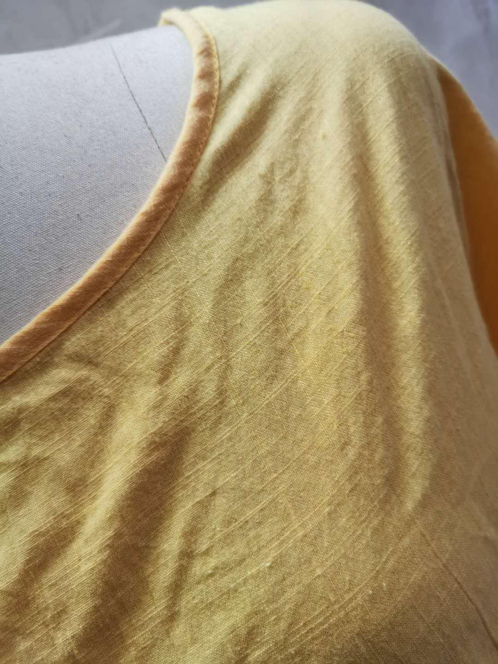 Sleeves round neck cotton and linen shirt - VAleG