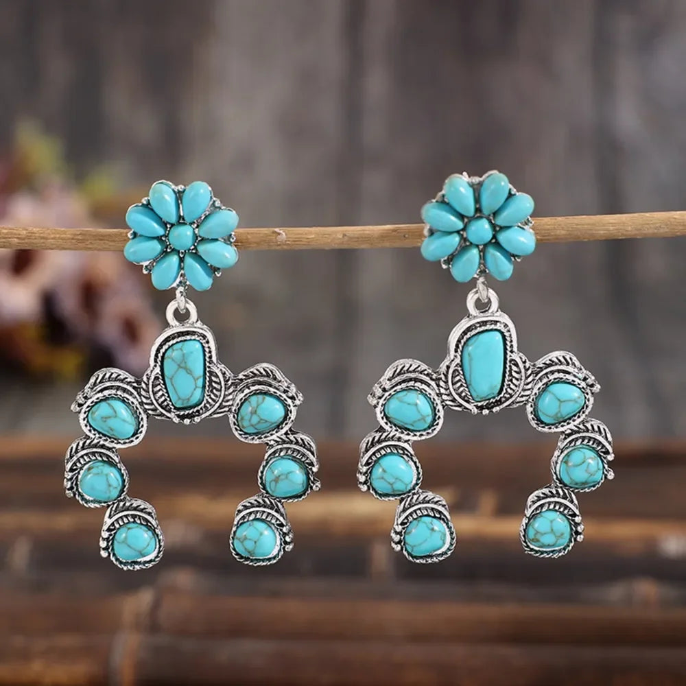 Artificial Turquoise Alloy Dangle Earrings - VAleG