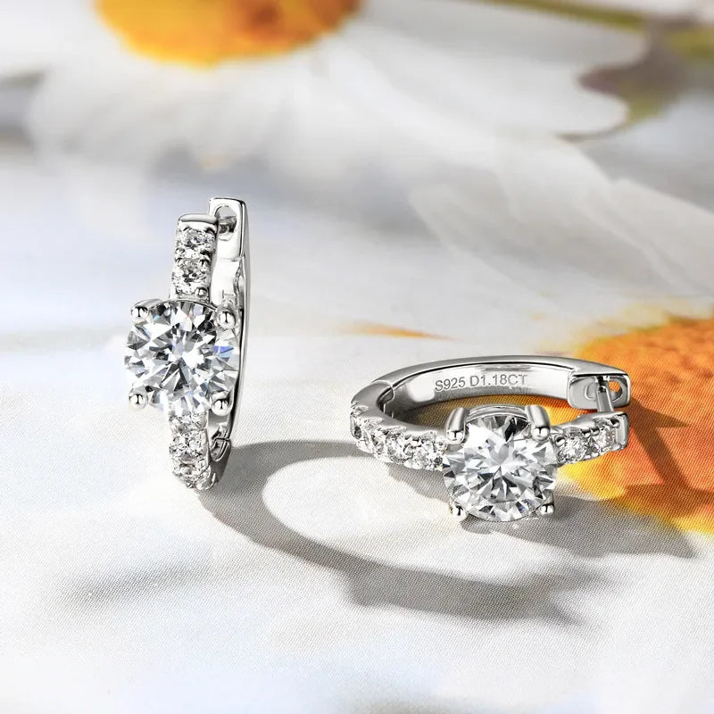 2.36 Carat Moissanite Zircon 925 Sterling Silver Hoop Earrings - VAleG