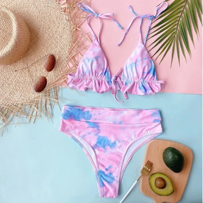 Women's Bikini Print Swimsuit Outer Single Swimsuit - VAleG
