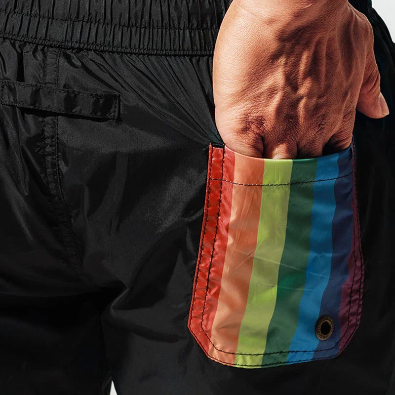 Beach Shorts Sports Loose Seaside Vacation Rainbow Swimming Shorts - VAleG