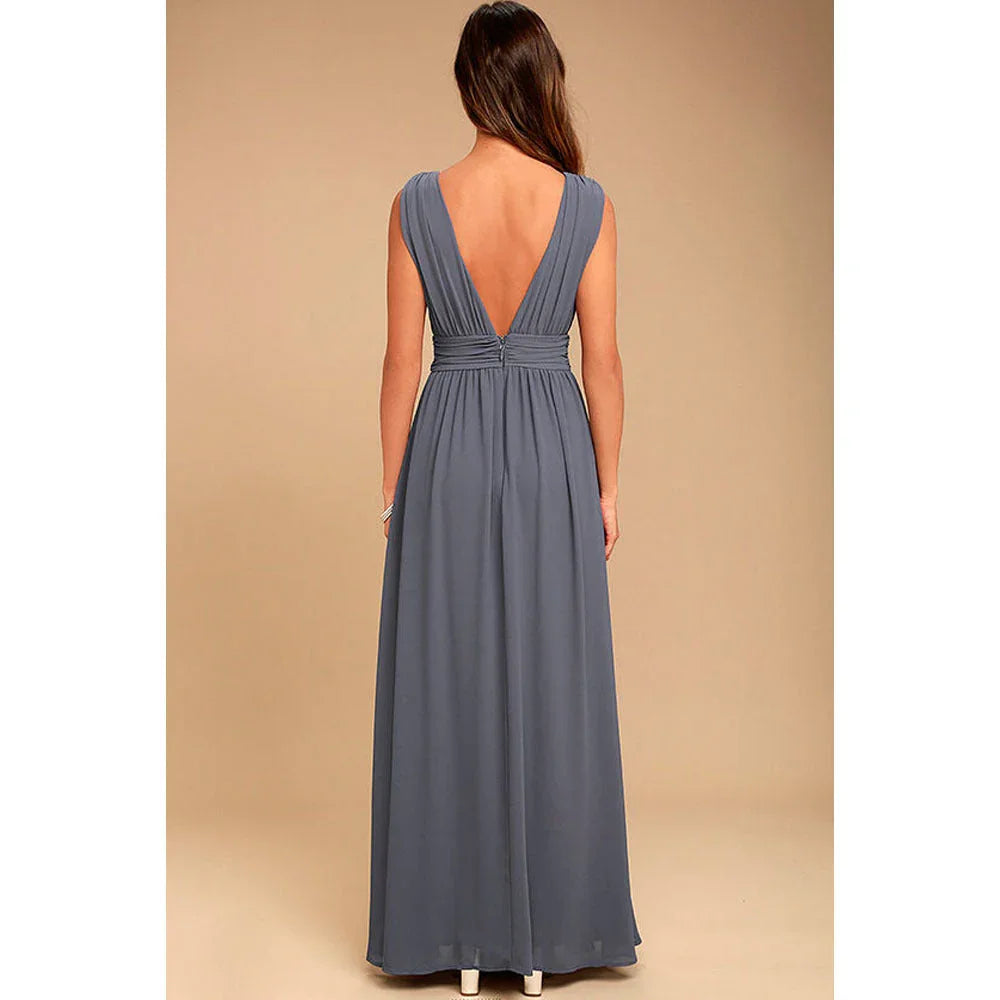Women's Fashion Deep V Sleeveless Long Dress - VAleG