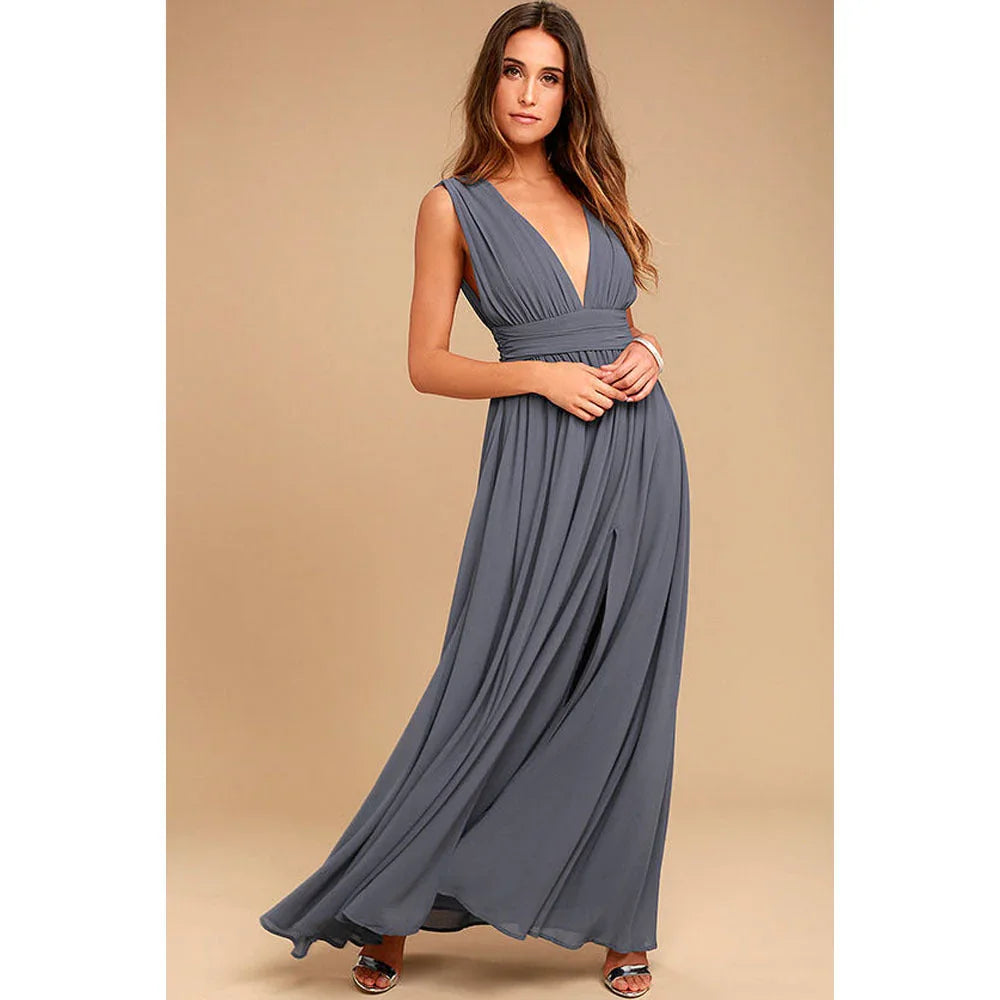Women's Fashion Deep V Sleeveless Long Dress - VAleG