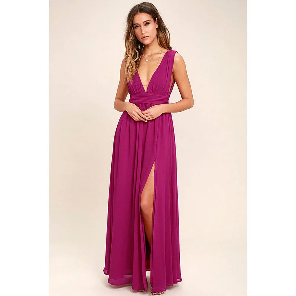 Women's Fashion Deep V Sleeveless Long Dress - VAleG
