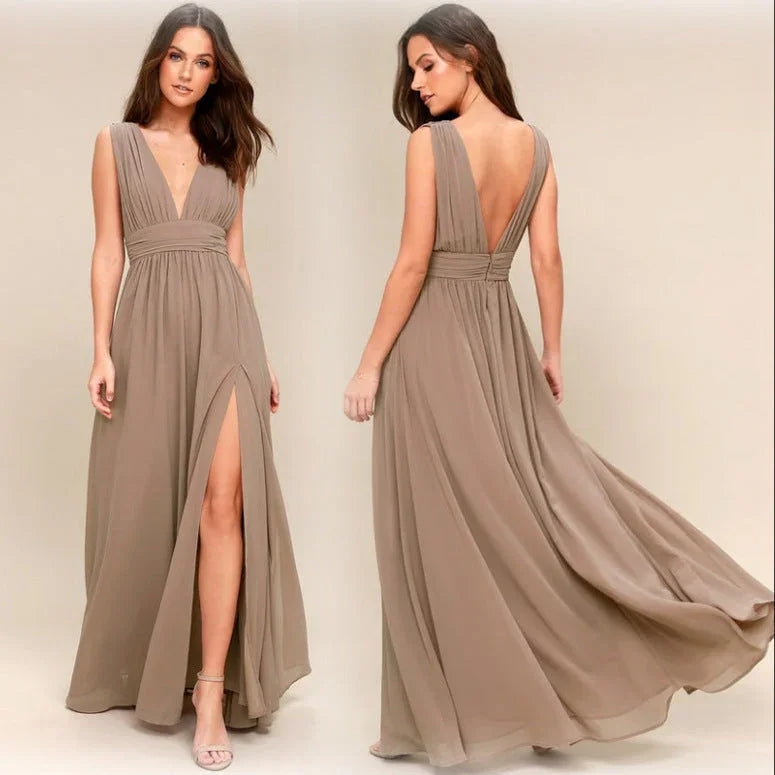 Women's Fashion Deep V Sleeveless Long Dress - VAleG