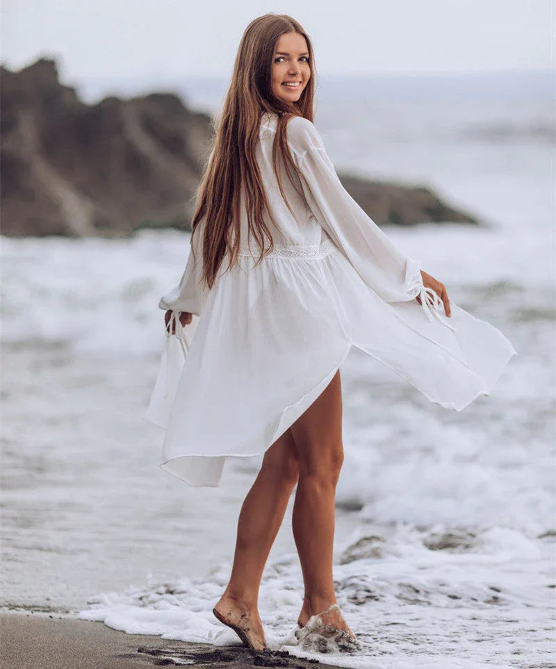 Sexy Bikini Blouse Beach Sunscreen Suit - VAleG