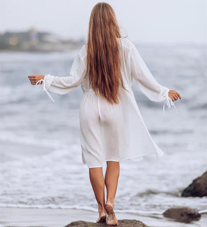 Sexy Bikini Blouse Beach Sunscreen Suit - VAleG