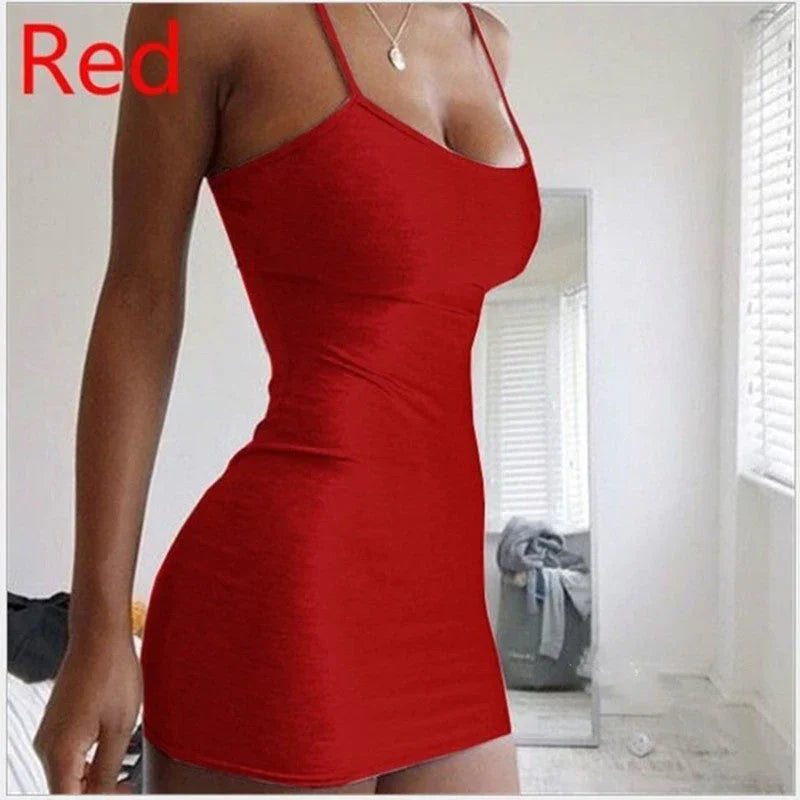 Pure Color Simple Hanging Neck Tight-fitting Hip Skirt - VAleG