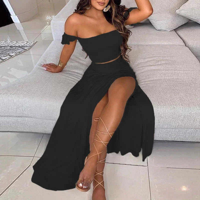 Summer Slim French Bohemian Print Mid-Length Retro Tube Top Suit Dress Women - VAleG
