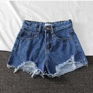 Summer Shorts Denim Wide-leg Ripped Pants Irregular Frayed Trousers - VAleG