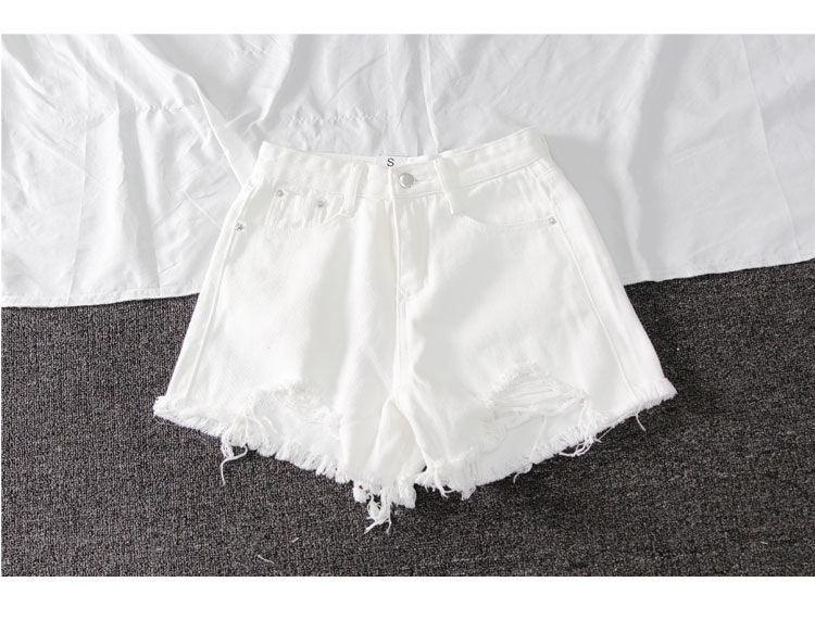 Summer Shorts Denim Wide-leg Ripped Pants Irregular Frayed Trousers - VAleG
