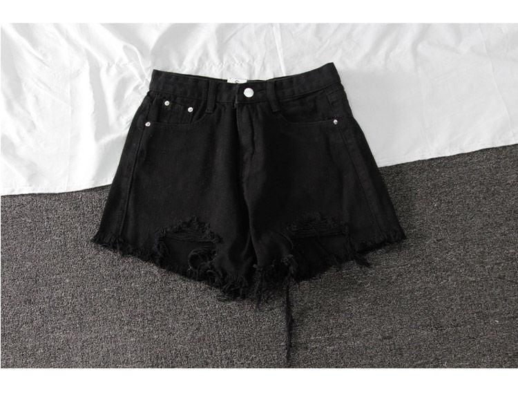 Summer Shorts Denim Wide-leg Ripped Pants Irregular Frayed Trousers - VAleG