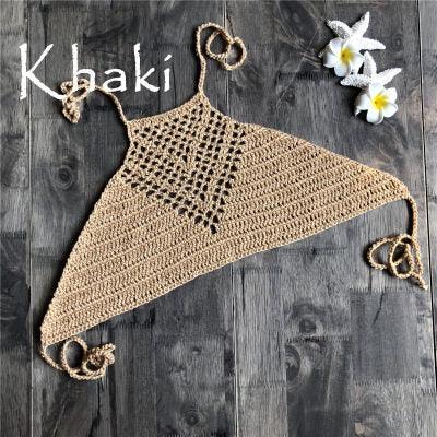 Hand Crochet Beach Bikini Hollow Sexy Beach Braid Wrapped Chest Halter Bikini Underwear - VAleG