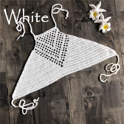 Hand Crochet Beach Bikini Hollow Sexy Beach Braid Wrapped Chest Halter Bikini Underwear - VAleG