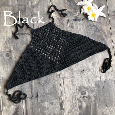 Hand Crochet Beach Bikini Hollow Sexy Beach Braid Wrapped Chest Halter Bikini Underwear - VAleG