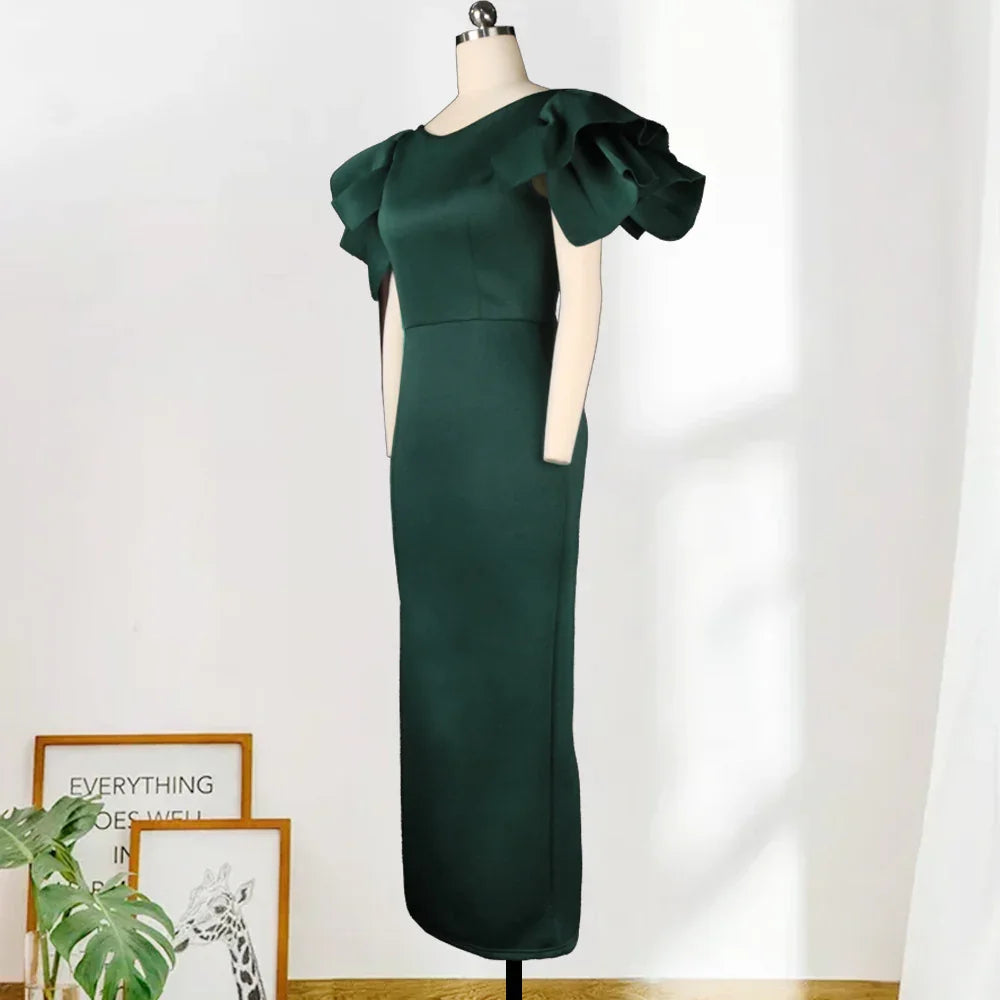 High-Waisted Sleeveless Plus Size Slim-Fit Wrap-Up Party Banquet Evening Dress - VAleG