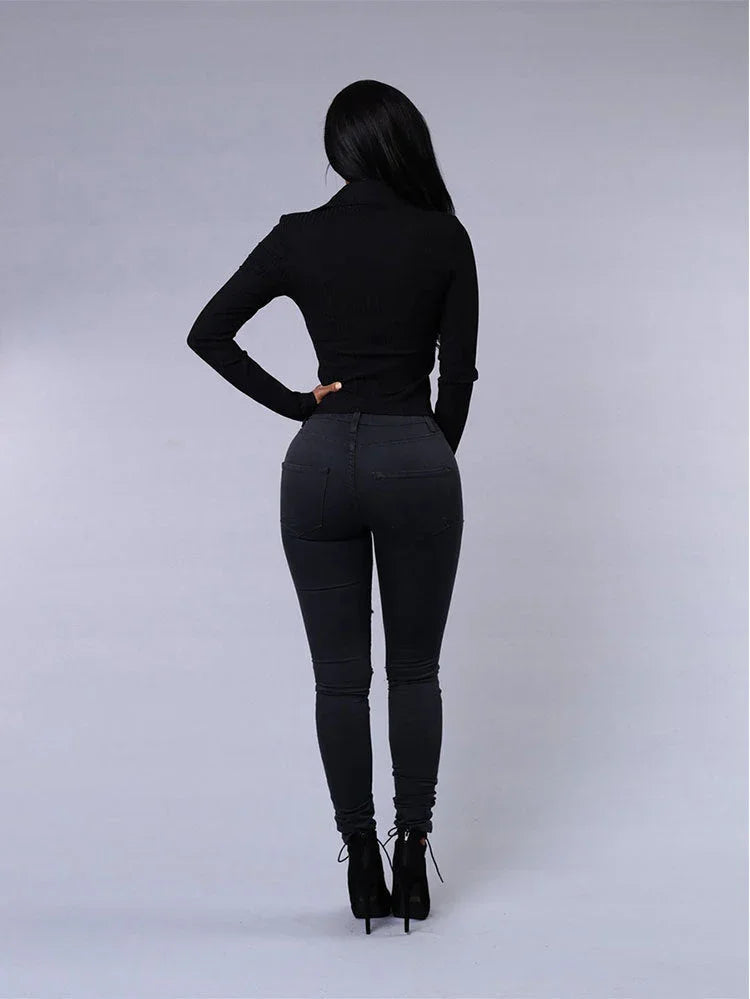High Quality Women Casual Hole Jeans High Waist Skinny Pant Pencil Jeans Ripped Sexy Female Girls Trousers Denim Jeans - VAleG