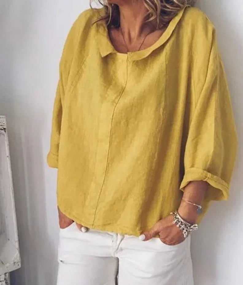Fashion ZANZEA Women Lapel Neck Blouse Autumn Long Sleeve Shirt Casual Solid Blusas Femme Cotton Linen Tops Work Chemise Robe - VAleG
