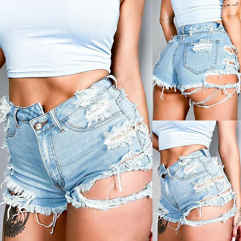 High Waist Fashion Casual Jeans Shorts Hot Pants - VAleG