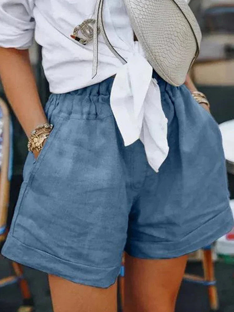 Women's Fat Mm Cotton And Linen Wide-leg Shorts - VAleG