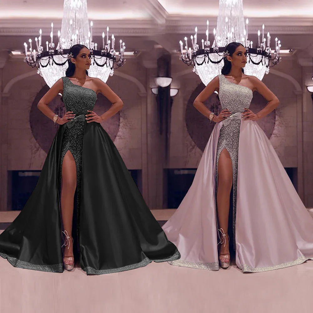 New One-Shoulder Mopping Evening Dress - VAleG