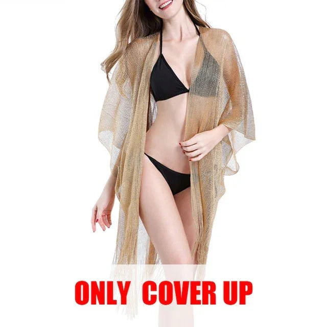 Tassel Gold Bikini Cover Up Sexy Beach Dress For Women Beach - VAleG